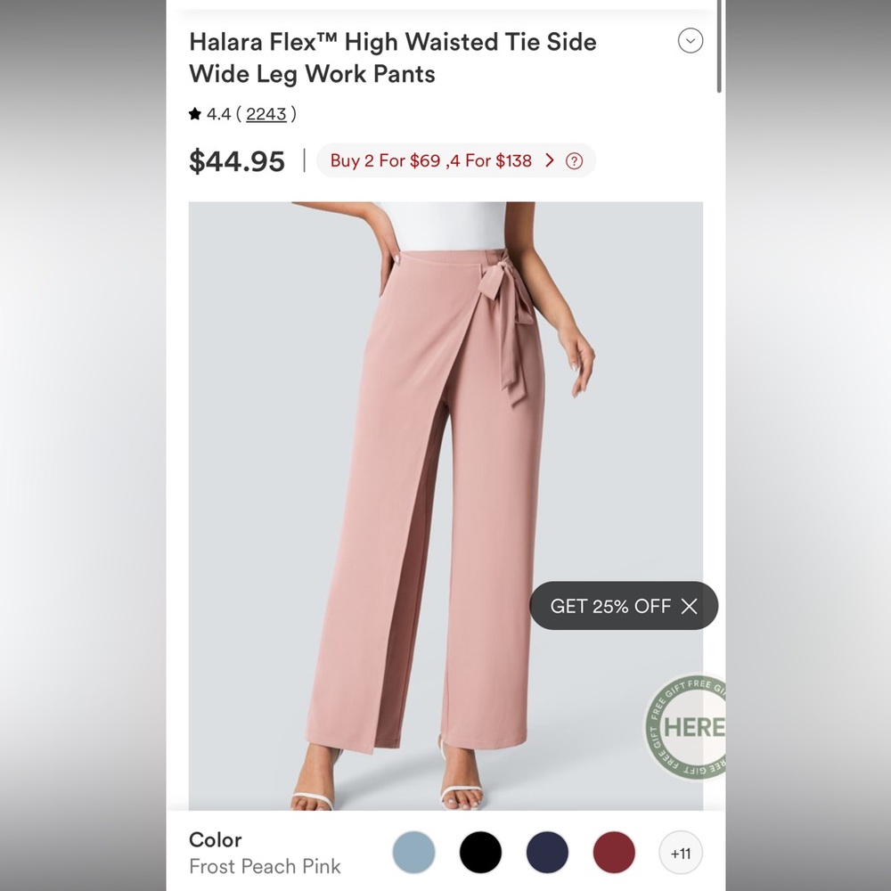 Halara Pink Side Tie Work Pants! 🌸🐷🩰